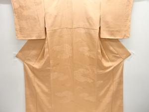 未使用品　雲に花古典柄織り出し色無地着物